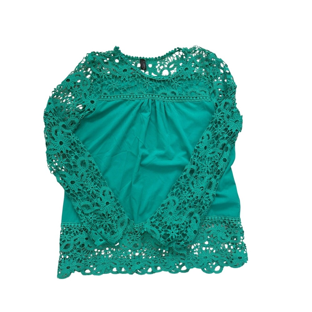 Zanzea Green Crochet Lace Long-Sleeve Blouse‎